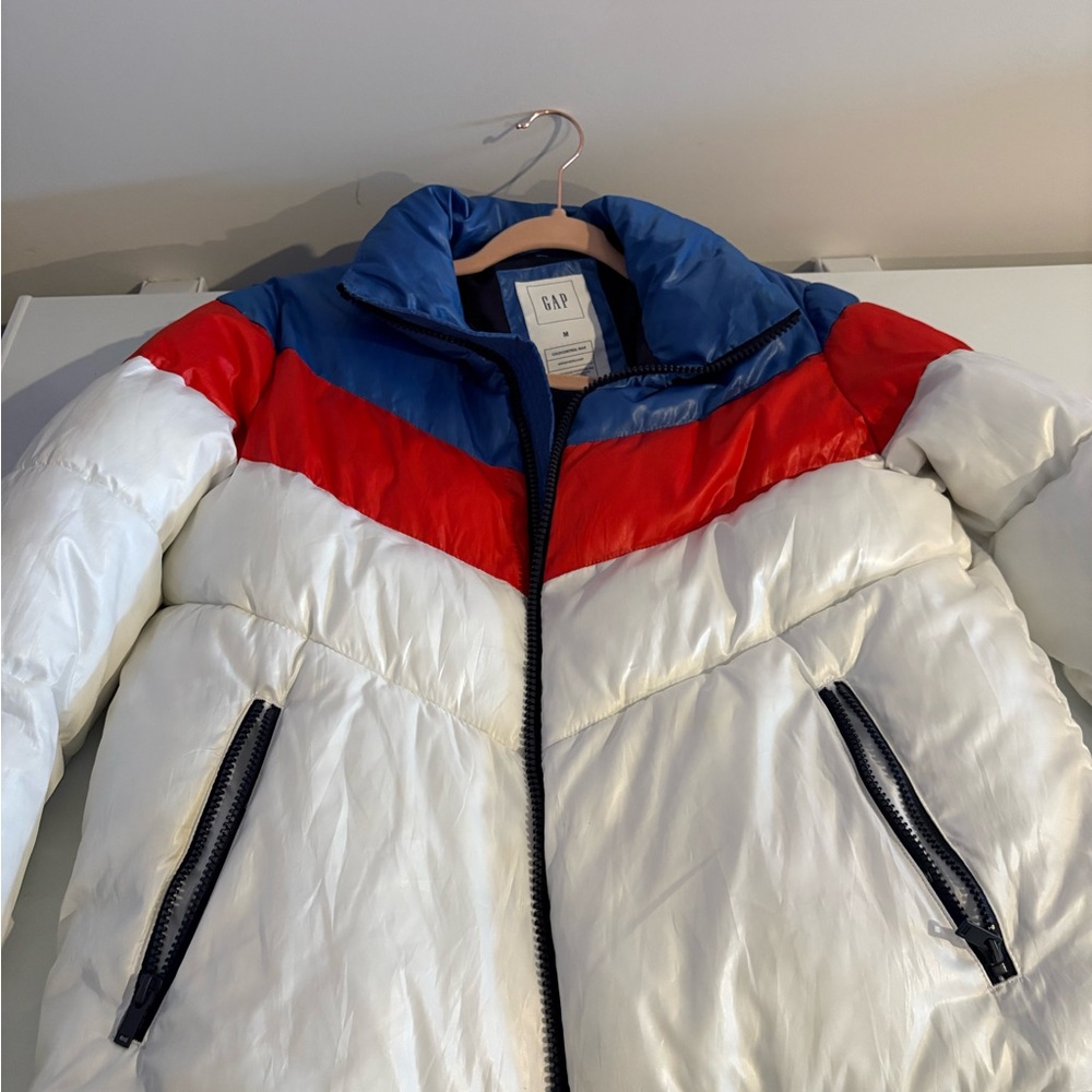 GAP Tricolor Puffer Jacket - Blue, Red, White